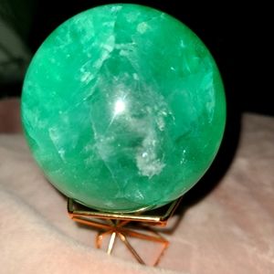 Green Fluorite Sphere and Stand